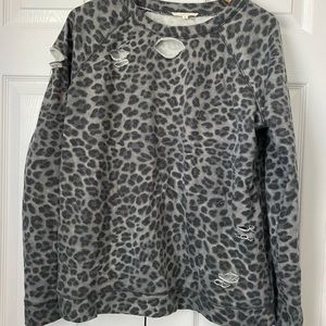 Grey Leopard Distressed Sweatshirt
